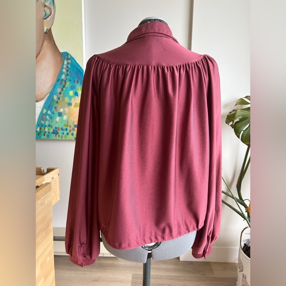 Vintage Maroon Blouse with Drawstring - Picture 5 of 7